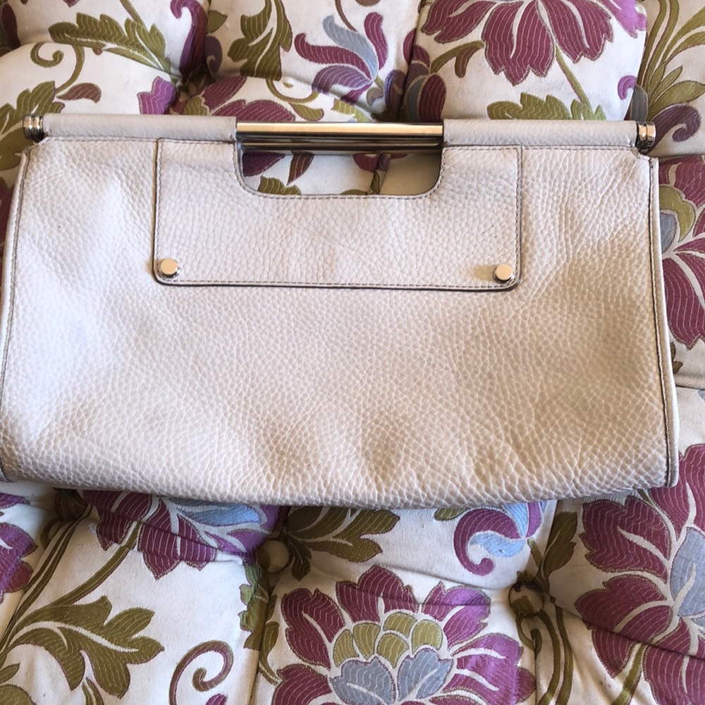 Banana Republic retro white/silver leather 15x8 clutch